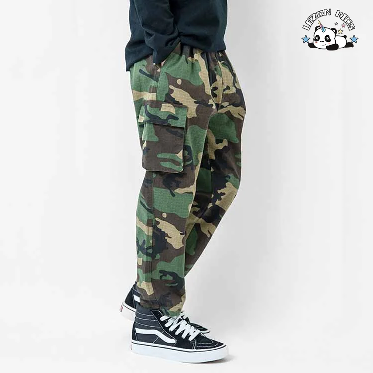 LEZONKIDS - Roupas infantis estilo novo para meninos, calças casuais amarelas com camuflagem urbana
